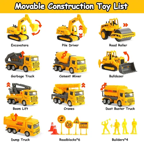 Vista 4 de Juguetes de Construcción con Libros de Sonido - ¡Excava! ¡Tira! ¡Construye! Libro de Tablero de Construcción con 10 Botones y 20 Piezas de Juguetes