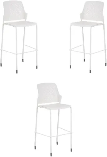 Vista 6 de Home Square Taburete de bar contemporáneo de 46.75" de alto en blanco - Juego de 2