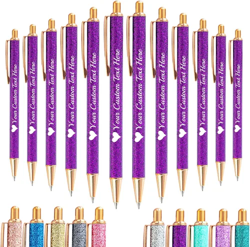 Vista 26 de Hasta 100 bolígrafos personalizados a granel con nombre, bolígrafo con purpurina personalizable, logotipo de negocios, mensaje de texto, regalo