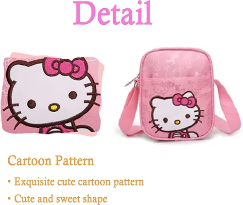 Vista 5 de Mini bolso rosa para niñas, lindos bolsos cruzados de lona