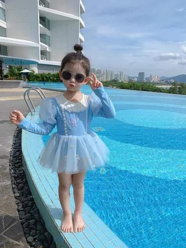 Vista 2 de Nomi&Me Traje de baño para niña pequeña, traje de baño de una pieza, vestido de tutú de sirena de princesa, falda de natación