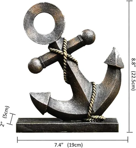 Vista 5 de Lependor Decoración para el hogar Estatua Creative Anchor Timón Arte Decoración - Marrón