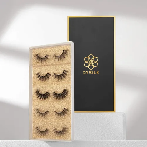 Vista 5 de DYSILK Pestañas postizas de visón, 5 pares de pestañas de aspecto natural