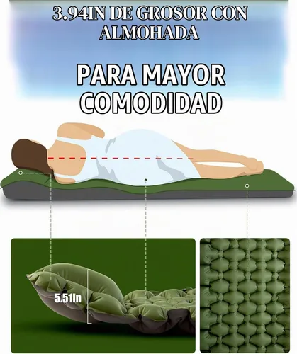 Vista 2 de Almohadilla de dormir de camping AKSOUL: Colchón de aire autoinflable ultraligero y compacto, almohadilla inflable ligera conectable con bomba