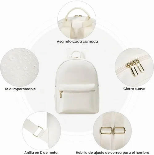 Vista 6 de LOVEVOOK Mini mochila pequeña y linda mochila de moda para niñas y mujeres Beige