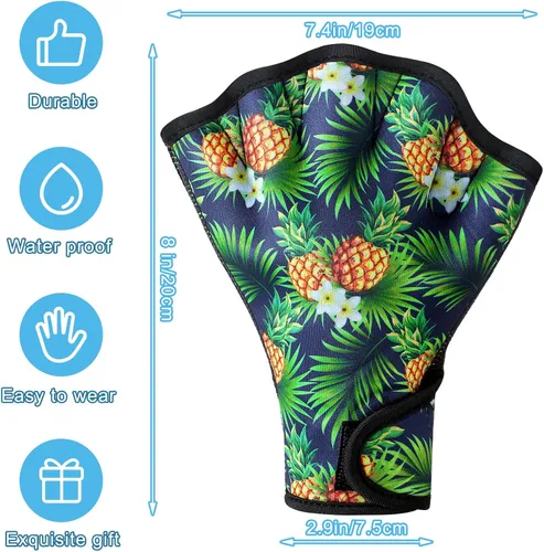Vista 2 de Honoson 2 pares de guantes de natación para mujer, guantes aeróbicos acuáticos, resistencia al agua, malla para hombres y mujeres, unisex