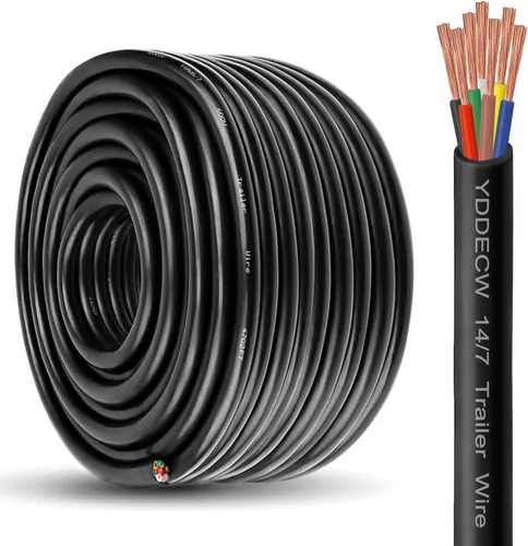 Vista 10 de Cable de Remolque de 4 Vías - Calibre 14, 4 Conductores, 10 Pies, Extensión de Cable Resistente de Cobre Puro, Cordón de Cableado para Remolque RV