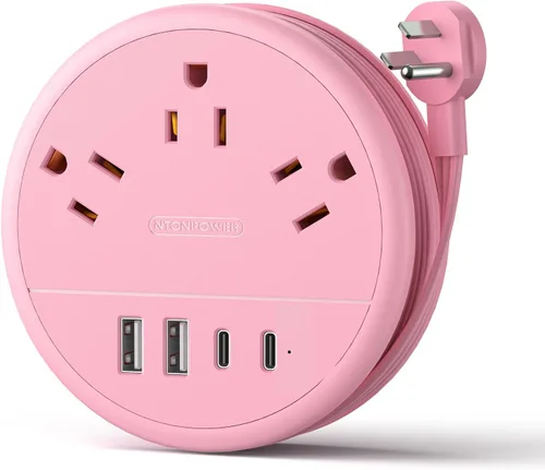 Vista 12 de NTONPOWER - Cable de extensión de enchufe plano, regleta de alimentación de viaje con 2 USB C y 3 tomas 4 puertos USB, cable de extensión plano de 4