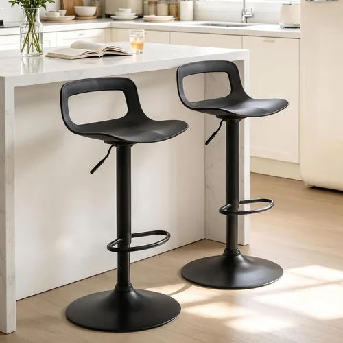 Vista 11 de NOBPEINT Taburete de bar giratorio ajustable con elevación de aire cromado contemporáneo, juego de 4, gris