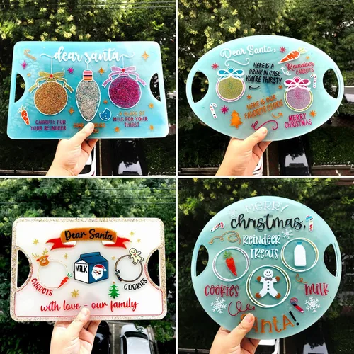 Vista 4 de Molde de silicona ovalada de resina navideña para epoxi, té, galletas, bandeja de aperitivos - Decoraciones navideñas