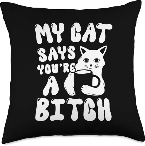 Vista 5 de Coffee Cat Attitude My Cat Says You're A Bitch - Almohada divertida de gato