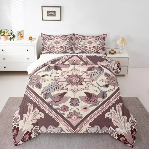 Vista 21 de Erosebridal Juego de ropa de cama damascada gótica para adultos, juego de edredón victoriano antiguo, edredón floral vintage gótico con diseño