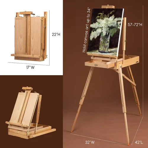 Vista 3 de MEEDEN Juego de arte con caballete francés para artista profesional, suministros de pintura acrílica (0.3-2.0 fl oz) kit con pinceles para adultos