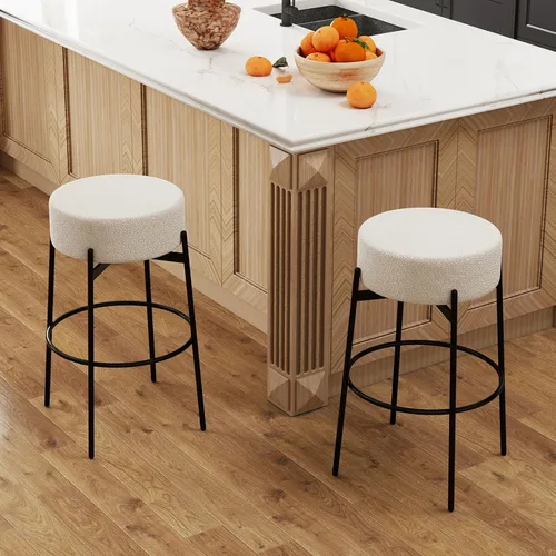 Vista 15 de SoarFlash - Juego de 2 taburetes de bar modernos giratorios, taburetes de barra de 24" Sherpa con asiento giratorio de altura de mostrador