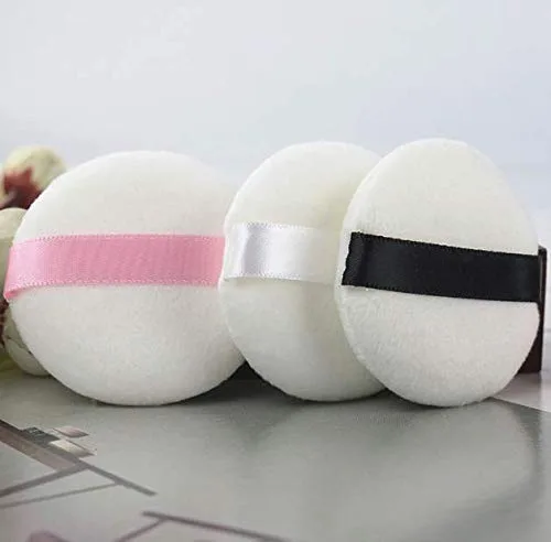 Vista 3 de 3 piezas redondas de terciopelo súper suave soplo facial de 2.16 pulgadas con cinta (color al azar)
