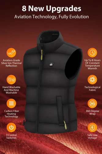 Vista 3 de RUNSOAR 2024 Space SuitHeat Reflection, Heated Vest for Women, 10000mAh Battery Pack Included,Composite Carbon Fiber Jacket