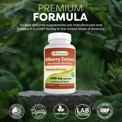 Vista 5 de Best Naturals Extracto de arándano cápsula de 1000 mg (sin OGM) apoya una visión saludable, 90
