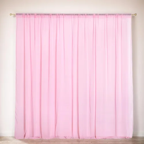 Vista 24 de DUOBAO Cortina de gasa rosa, 2 paneles de 29 x 96 pulgadas, cortinas de telón de fondo de boda, cortinas de playa transparentes para sala de estar
