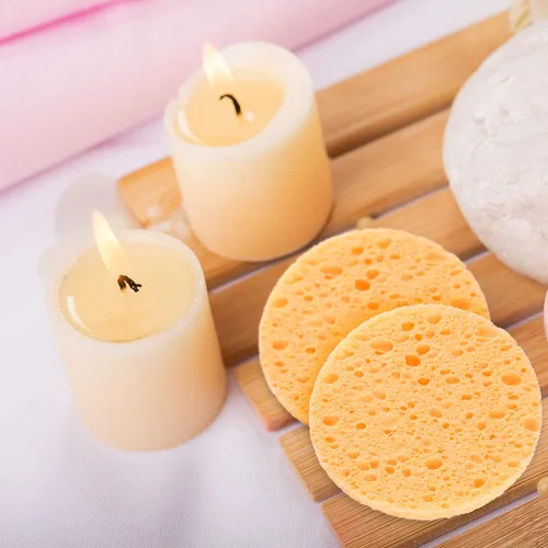 Vista 5 de 50 esponjas faciales comprimidas, esponjas faciales de celulosa blanca GAINWELL 100% naturales, esponjas cosméticas de spa para limpieza facial
