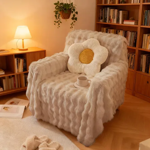 Vista 45 de HANDONTIME Fundas de Sofá Sillón Funda de Sofá Boho para Perros Caqui Funda de Sofá con Borlas Silla Reclinable Funda de Futón Lavable 1 Cojín Sofá