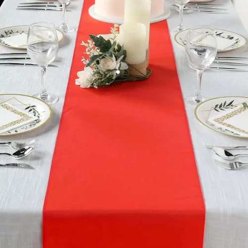 Vista 11 de Efavormart - Camino de mesa de poliéster de alta calidad azul claro para bodas, fiestas de cumpleaños, banquetes, decoración, ajuste rectangular