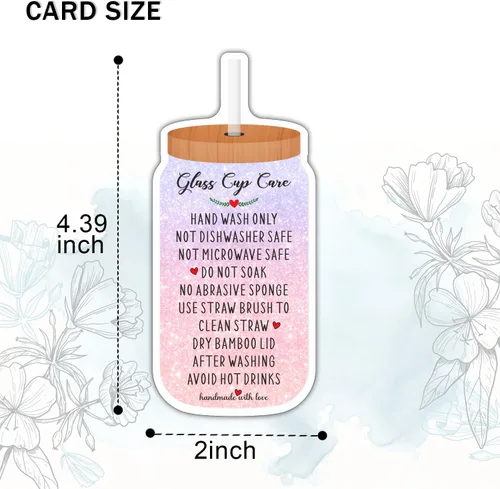 Vista 2 de Tarjetas de instrucciones de cuidado de tazas, inserto de instrucciones de cuidado de vasos para pequeñas empresas, tarjetas de cuidado de vasos