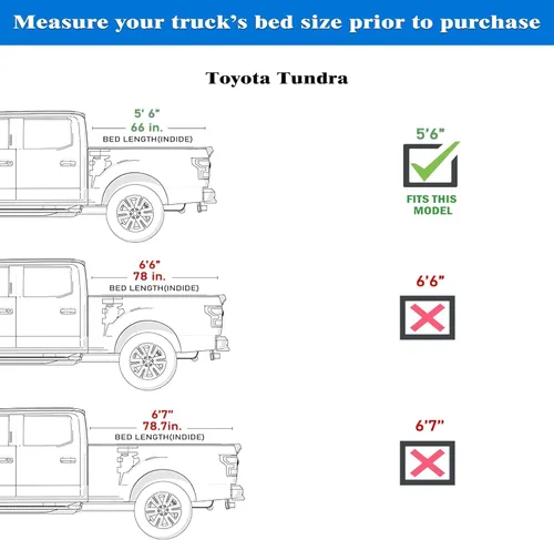 Vista 6 de Tutel - Funda para cama de camioneta de perfil bajo con caparazón duro plegable Se adapta a Toyota Tundra 2022-2026 Cama de 5'6'' (66.7')