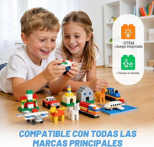 Vista 4 de Juego de 1600 piezas de ladrillos de construcción con 32 ruedas de bloques de construcción, juego clásico de bloques a granel, juguete creativo DIY