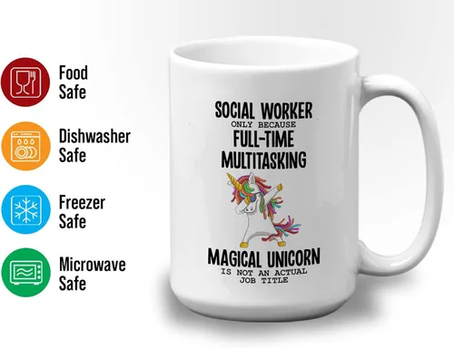 Vista 3 de Taza de café para trabajadora social de 15 onzas, color blanco, solo porque - Regalos para trabajadoras sociales para mujeres, regalos de mes