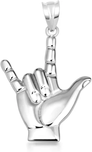 Vista 8 de Gold I Love You American Sign Language ASL Hand Sign Necklace (S/L) 10K or 14K Yellow, Rose, or White Gold Choice of Pendant Only or Chain