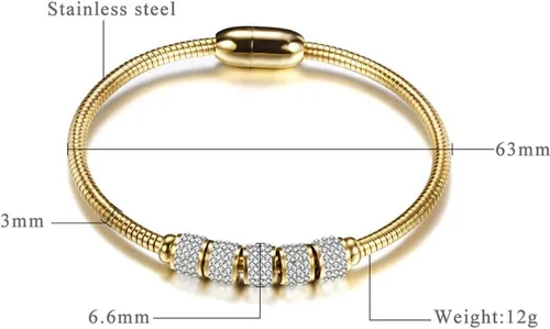 Vista 2 de Jude Jewelers - Pulsera de acero inoxidable con cadena de serpiente de circonia cúbica