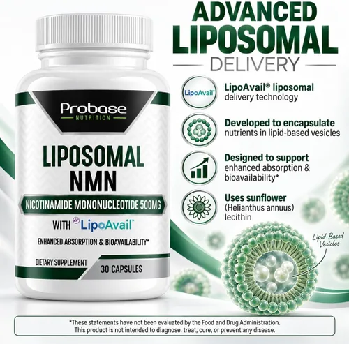 Vista 5 de Probase Nutrition NMN liposomal 500 mg, 30 cápsulas