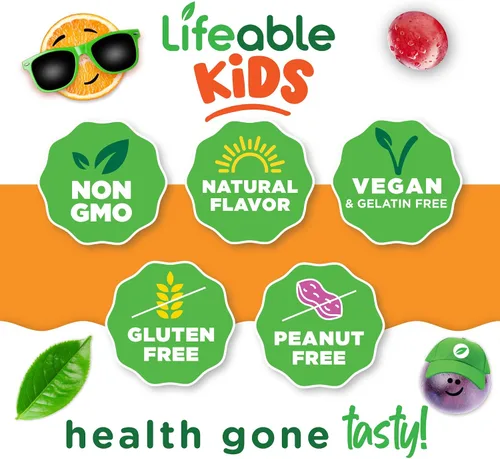 Vista 4 de Lifeable Complejo de vitamina B para niños con VIT C Gomitas de complejo B de gran sabor Complejo B vegano para niños Apoyo energético