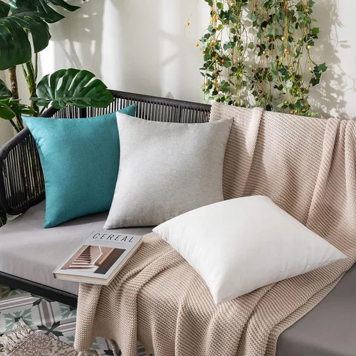 Vista 60 de MIULEE Paquete de 2 fundas decorativas para almohadas de exterior, sólidas, impermeables, de lino sintético, estilo granja de jardín, fundas de Óxido