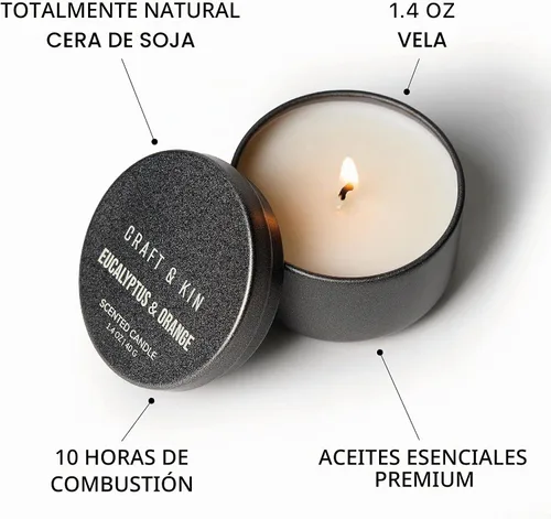 Vista 3 de Craft & Kin Premium 6 velas votivas perfumadas – Juego de regalo de velas perfumadas de soja natural de lujo con aromas variados – Decoración