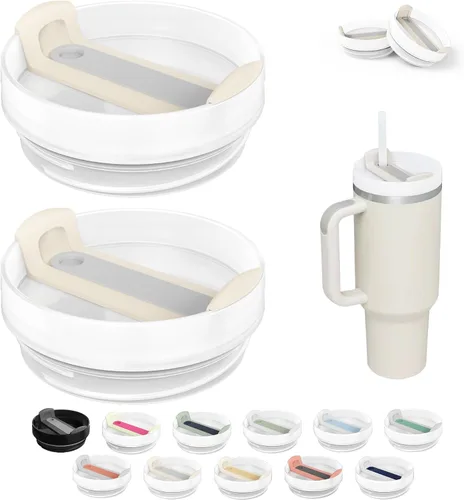 Vista 20 de Tapa de Vaso de 40 OZ Compatible con Stanley Quencher, Paquete de 2 Tapas de Vaso de Acero Inoxidable a Prueba de Derrames y Resistentes a