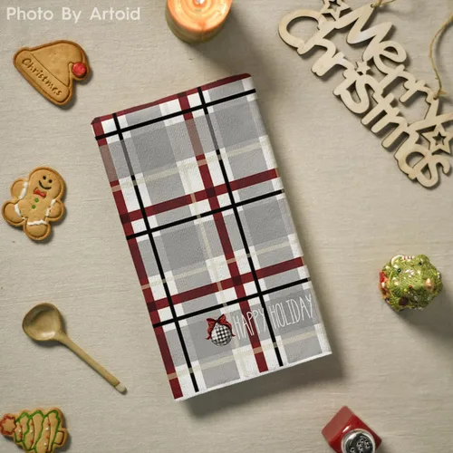 Vista 4 de Artoid Mode Toallas de Cocina y Paños de Cocina Navideños Negros y Rojos con Árbol de Navidad y Muñeco de Nieve, 18x26 Pulgadas, Toallas de Mano