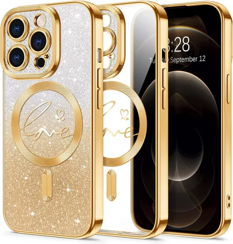 Vista 76 de Hython Funda para iPhone Air con purpurina, compatible con MagSafe Love Heart fundas magnéticas transparentes para teléfono para mujeres y niñas