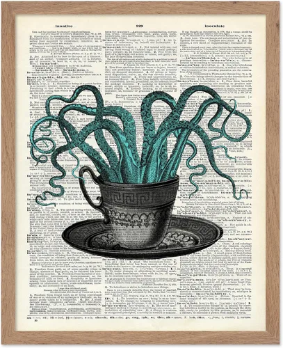 Vista 56 de Poster Master Póster de pulpo para parejas, póster de diccionario, arte Kraken, regalo romántico para él, ella, amantes, decoración náutica