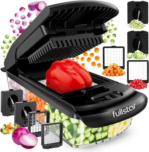 Vista 9 de Fullstar The Original Pro Chopper - Picador de verduras y espiralizador, picador de alimentos con recipiente, rebanador de frutas, accesorios