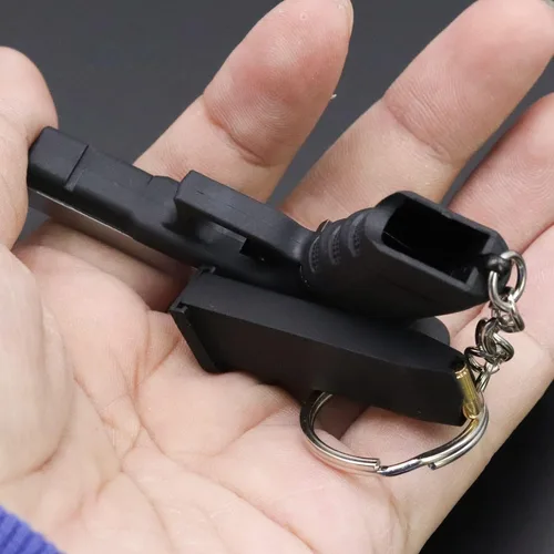 Vista 5 de DoxiGlobal G17 - Llavero táctico con diseño de balas de metal, juguetes de metal, llavero pequeño, regalo para hombres, Plateado y negro