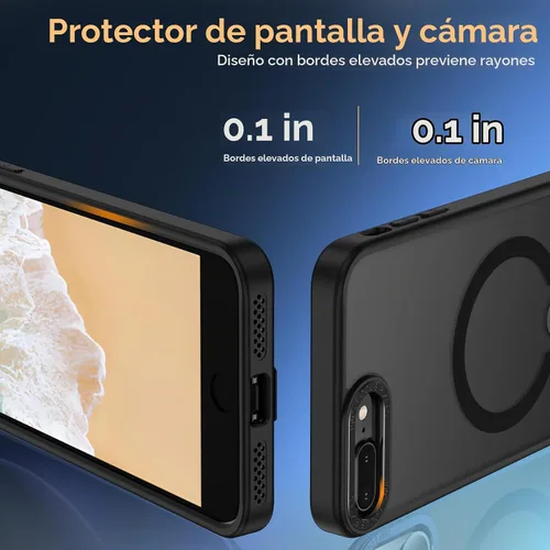 Vista 5 de Funda para iPhone 8 Plus, funda para iPhone 7 Plus, soporte magnético integrado [compatible con Magsafe] Funda protectora translúcida a prueba