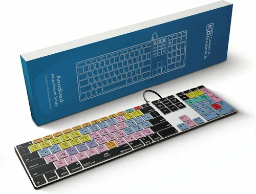 Vista 9 de KB Covers Pro Tools Teclado retroiluminado de aluminio de acceso directo para PC con Windows, más de 150 teclas de edición de audio codificadas por