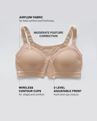 Vista 5 de Cómodo sujetador corrector de postura con cierre frontal con copas de contorno, sujetadores inalámbricos para mujer