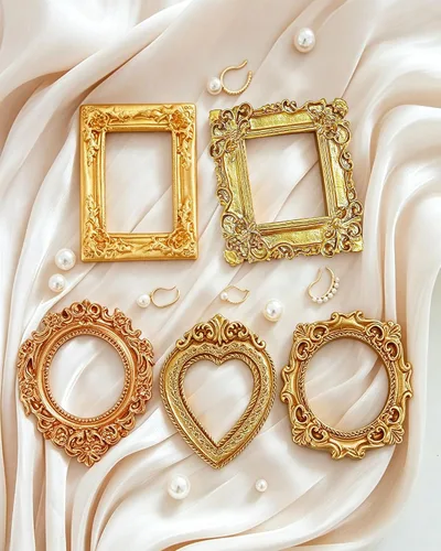 Vista 4 de Mini Picture Frames Vintage Resin Oval Rectangle Heart Photo Frame 10PCS