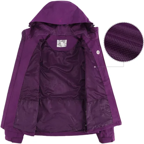 Vista 4 de CAMEL CROWN Chaqueta impermeable para mujer, ligera, rompevientos, con capucha, para exteriores, senderismo, escalada, viajes