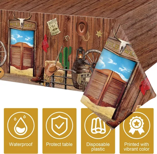 Vista 4 de Capoda - Mantel de plástico desechable para mesa de fiesta occidental, 3