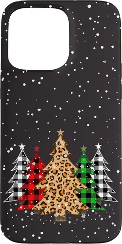 Vista 31 de Funda con diseño de árboles de Navidad con estampado de leopardo y cuadros para iPhone 16