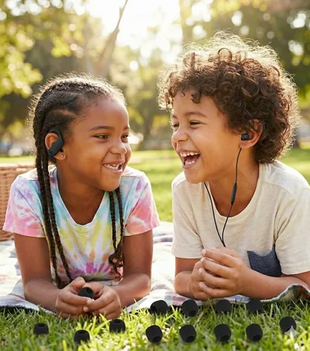 Vista 2 de Zotech Puntas negras para auriculares intraurales, tamaño extra pequeño, 10 pares de auriculares de silicona suave, con orificio de conector de 0.15