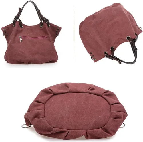 Vista 7 de Bolsa de lona vintage para mujer, bolso bandolera grande, bolso cruzado de hombro, bolso casual para el trabajo, bolsos de compras